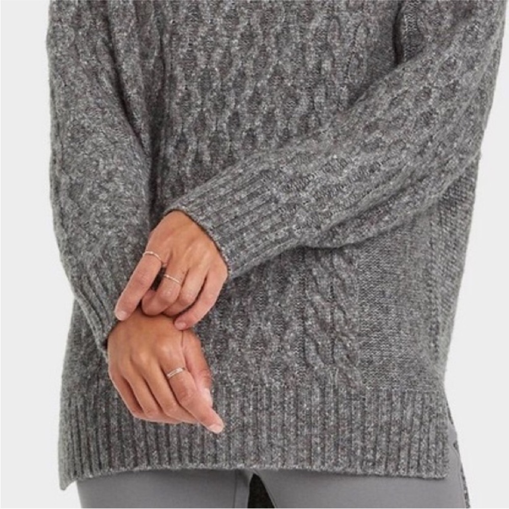 A NEW DAY Chunky Gray Cable Knit Women's Fisherman’s Sweater Soft Cozy SZ MED